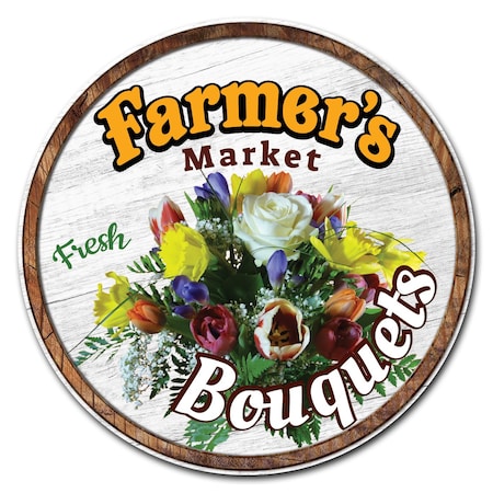 Signmission Farmers Market Bouquets Circle Corrugated Plastic Sign, C-12-CIR-Bouquets C-12-CIR-Bouquets